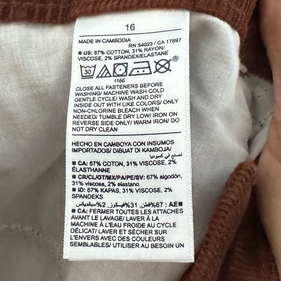 Old Navy Corduroy Pant High Flare Casual Retro Boho Classic Academia Brown 16 - Picture 9 of 11